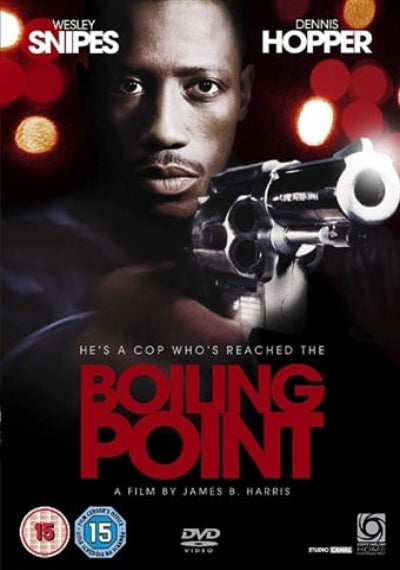 Movie poster featuring a person holding a revolver with text about reaching the boiling point.