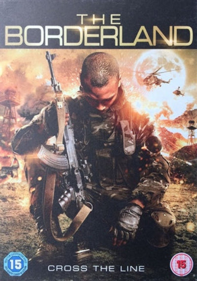 Movie poster for 'The Borderland' featuring a soldier with a rifle and a dramatic landscape.