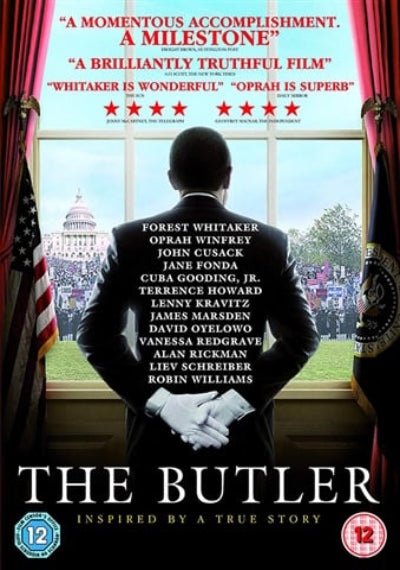Movie poster for 'The Butler' with a man looking out a window at the U.S. Capitol building.