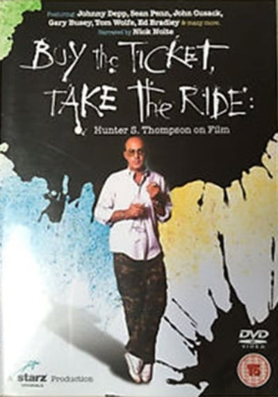 DVD cover of 'Buy the Ticket, Take the Ride: Hunter S. Thompson on Film' with a person holding a ticket.
