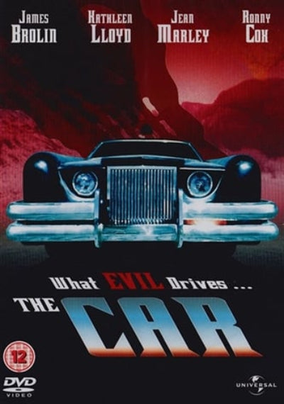DVD cover of 'What Evil Drives... The Car' with a car and text on a dark background