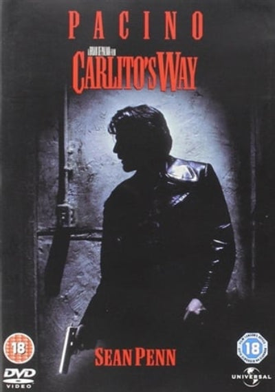 DVD cover of 'Carlito's Way' featuring a silhouette of a man with a gun.
