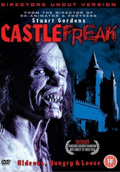 Movie poster for 'Castle Freak' with a creature and castle design.