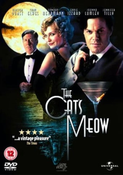 Movie poster for 'The Cat's Meow' featuring three people in formal attire against a moonlit background.