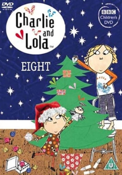DVD cover of 'Charlie and Lola' with two characters around a Christmas tree on a blue background.