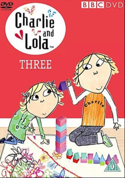 DVD cover of 'Charlie and Lola' with two children playing on a red background