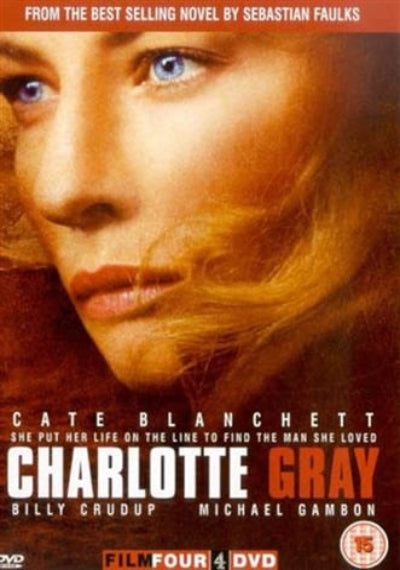 DVD cover of 'Charlotte Gray' featuring a close-up of a woman's face with a warm colour palette.