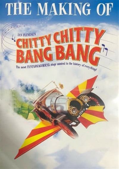 Poster for 'The Making of Chitty Chitty Bang Bang' with a colorful vehicle against a cloudy sky.