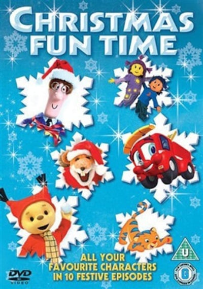 DVD cover for 'Christmas Fun Time' featuring animated characters on a blue background with snowflakes.