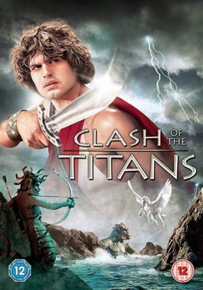 Movie poster for 'Clash of the Titans' featuring a warrior holding a sword.