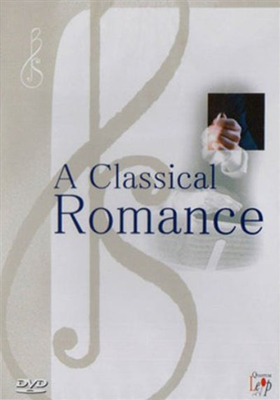 DVD cover of 'A Classical Romance' with a treble clef design on a white background.