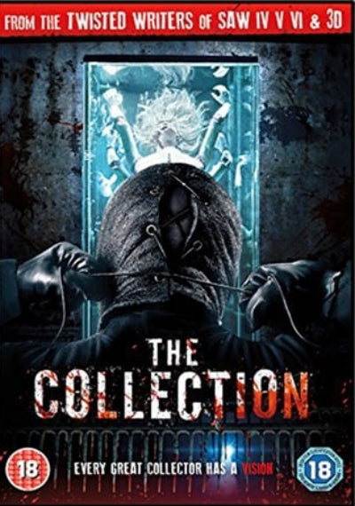 Movie poster for 'The Collection' with a hooded figure and icy door design.