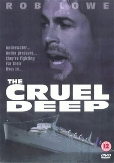 Movie poster for 'The Cruel Deep' featuring a man's face and text.