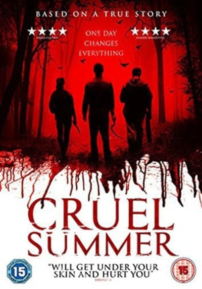Movie poster for 'Cruel Summer' with three silhouettes in a forest.