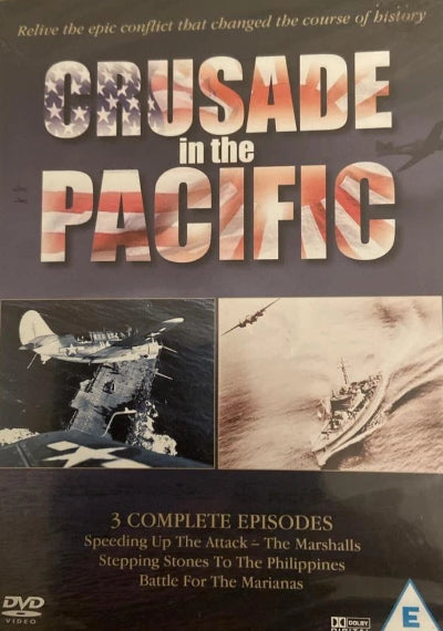 DVD cover of 'Cruade in the Pacific' with American flag design and historical images.