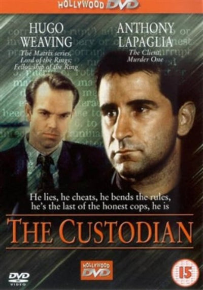 DVD cover of 'The Custodian' featuring two men and text about the movie.