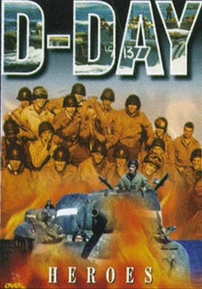 DVD cover of 'D-Day Heroes' with soldiers and military vehicles.