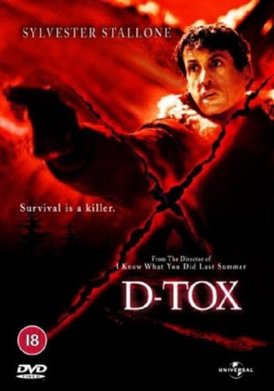 Movie poster for 'D-Tox' featuring Sylvester Stallone with a red and black colour scheme.