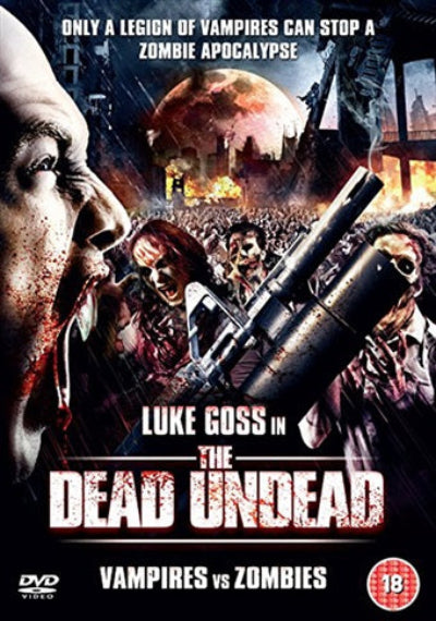 Movie poster for 'The Dead Undead' featuring a zombie apocalypse scene with a gun and text.