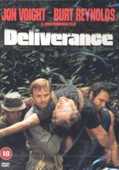 Movie poster for 'Deliverance' featuring a group of men in a jungle setting.