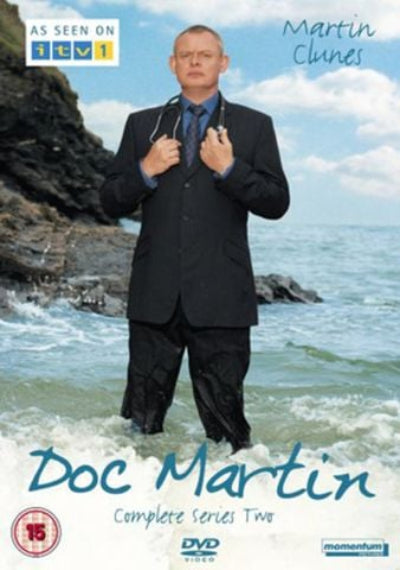 DVD cover of 'Doc Martin' with a man in a suit standing on a beach.