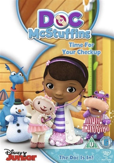 Doc McStuffins DVD cover with characters and 'Time For Your Checkup' text