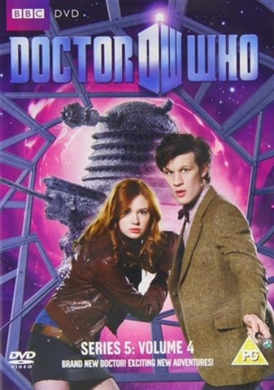 DVD cover of 'Doctor Who' featuring two characters and a Dalek against a space-themed background.