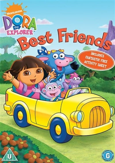 DVD cover of 'Dora the Explorer: Best Friends' with Dora and her friends in a car.