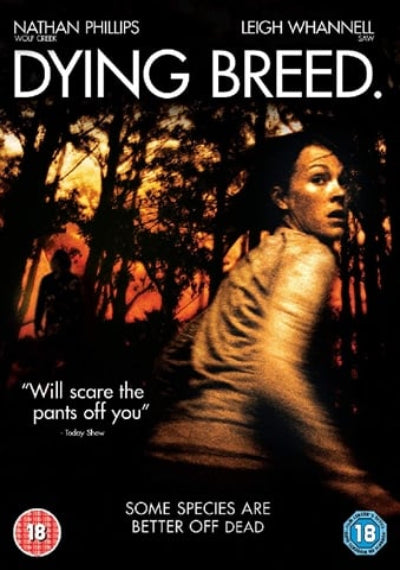 Movie poster for 'Dying Breed' with a woman in a forest setting.