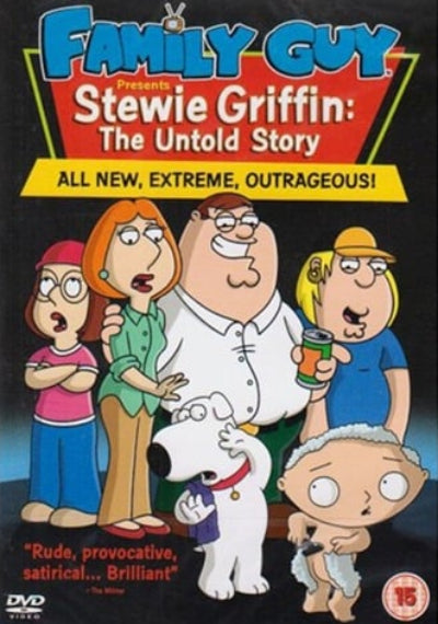 DVD cover of 'Family Guy: Stewie Griffin - The Untold Story' with characters from the show.