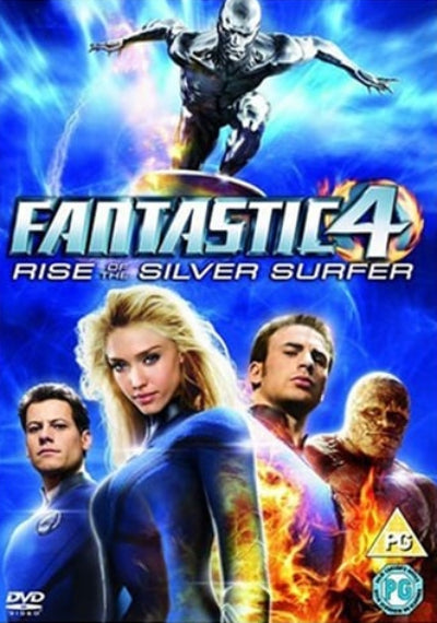 DVD cover of 'Fantastic 4: Rise of the Silver Surfer' featuring superhero characters.