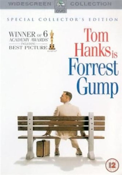 Forest Gump sitting on a bench