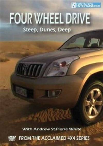 DVD cover of 'Four Wheel Drive: Steep, Dunes, Deep' featuring a Toyota Land Cruiser on a desert landscape.