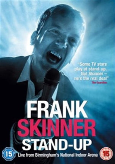 Promotional poster for Frank Skinner stand-up comedy show with a blue and white color scheme.