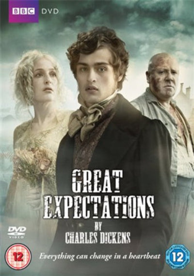 DVD cover of 'Great Expectations' by Charles Dickens featuring three characters from the story.