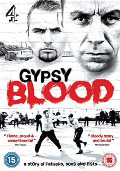 DVD cover of 'Gypsy Blood' with two men's faces and action scene.