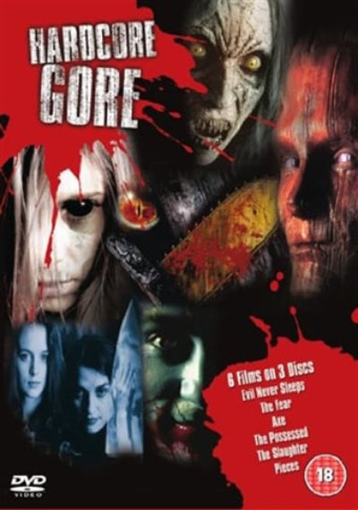Harcore Gore DVD cover with horror-themed images and text.