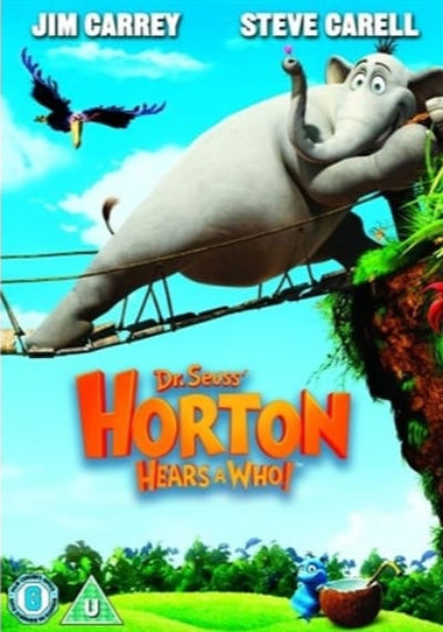 Movie poster for 'Horton Hears a Who!' featuring Jim Carrey and Steve Carell.