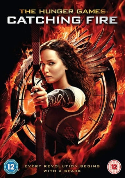 Movie poster for 'The Hunger Games: Catching Fire' featuring a character with a bow and arrow.