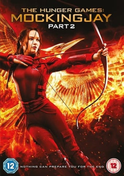 Movie poster for 'The Hunger Games: Mockingjay Part 2' featuring a character in red with a bow and arrow.