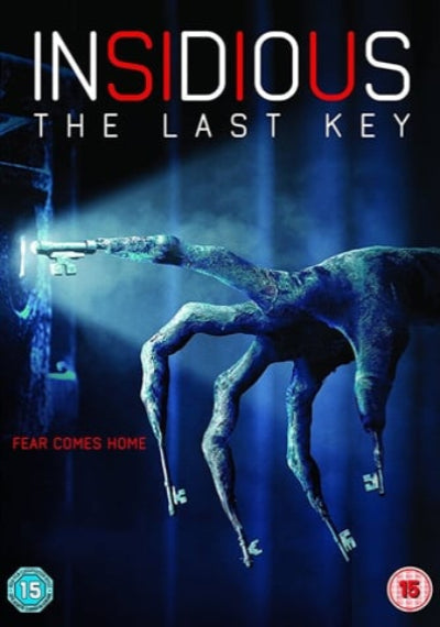Movie poster for 'Insidious: The Last Key' with a creature holding a key and text on a dark background.