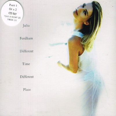Album cover with a woman in a white dress and text about Julia Fordham's music.