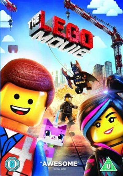 Promotional poster for 'The LEGO Movie' with colorful characters and text.