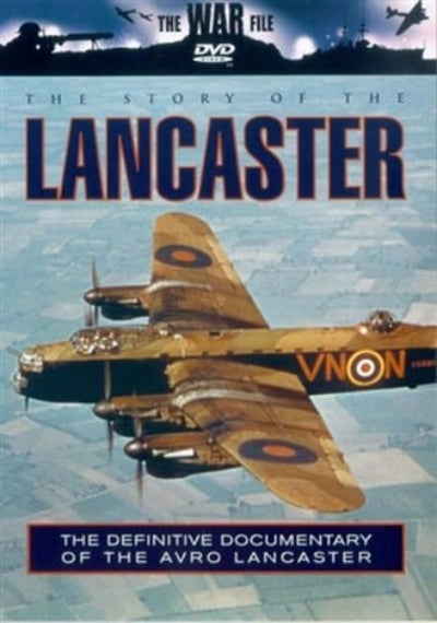 DVD cover of 'The Story of the Lancaster' with an Avro Lancaster bomber on a checkered background.