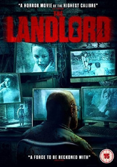 Movie poster for 'The Landlord' with multiple monitors displaying scenes and a person observing.