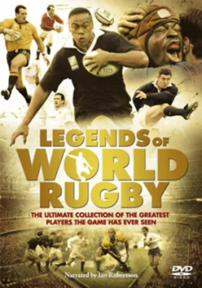 DVD cover for 'Legends of World Rugby' featuring rugby players in action.