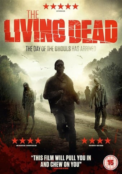 Movie poster for 'The Living Dead' with zombies on a road