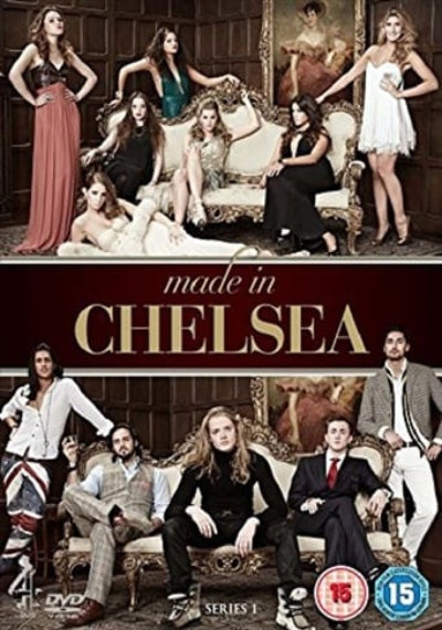 DVD cover of 'Made in Chelsea' with images of people in formal attire.