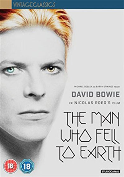 DVD cover of 'The Man Who Fell to Earth' featuring David Bowie with a vintage Classics logo.