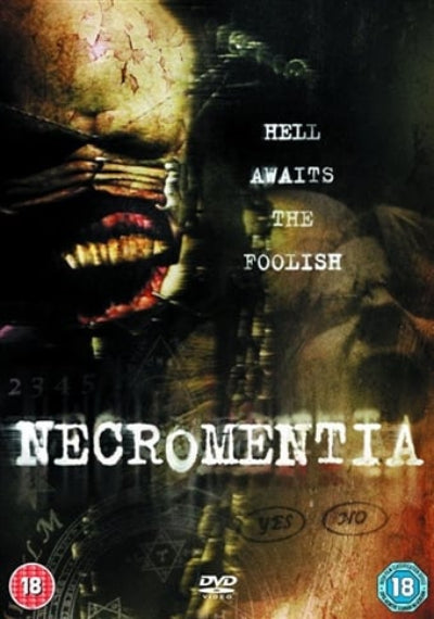 DVD cover of 'Necromentia' with dark, eerie imagery and text.